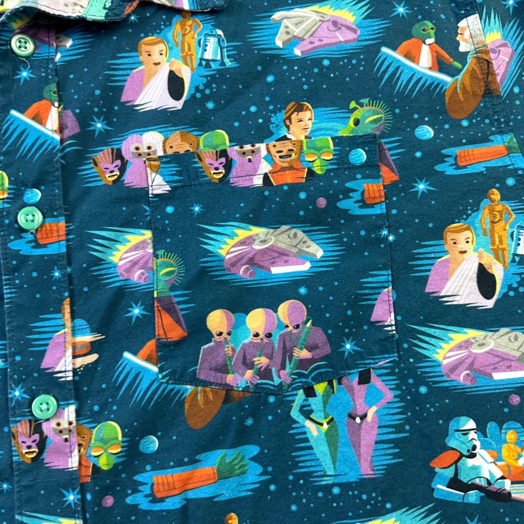 Disney Disney Star Wars Shirt Mens Extra Large Blue Cantina All Over Print Shirt Size US XL / EU 56 / 4 - 4 Thumbnail