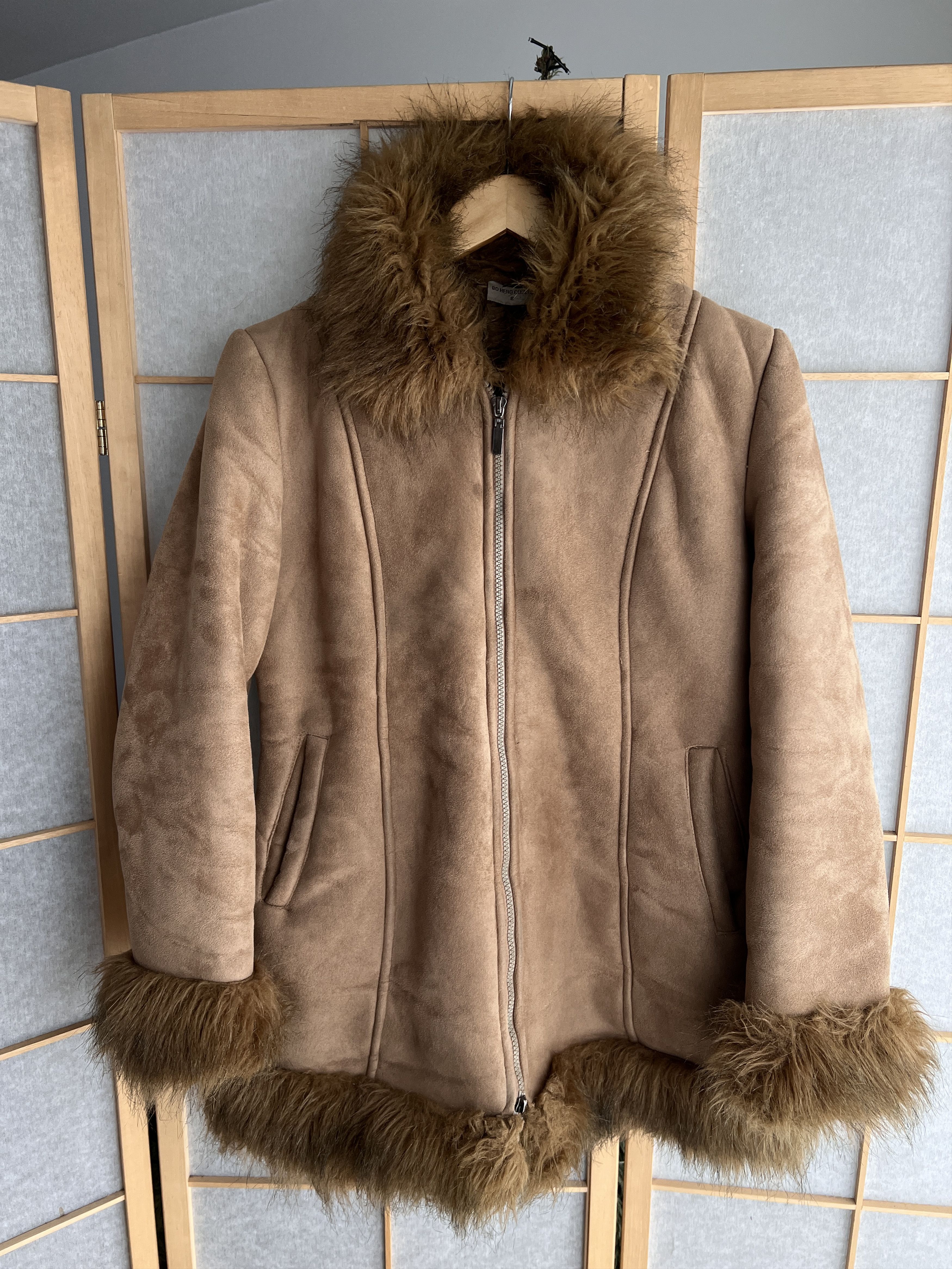 Hysteric Glamour Crazy vintage 00s shearling coat lamb fur jacket micro suede Size S / US 4 / IT 40 - 14 Thumbnail
