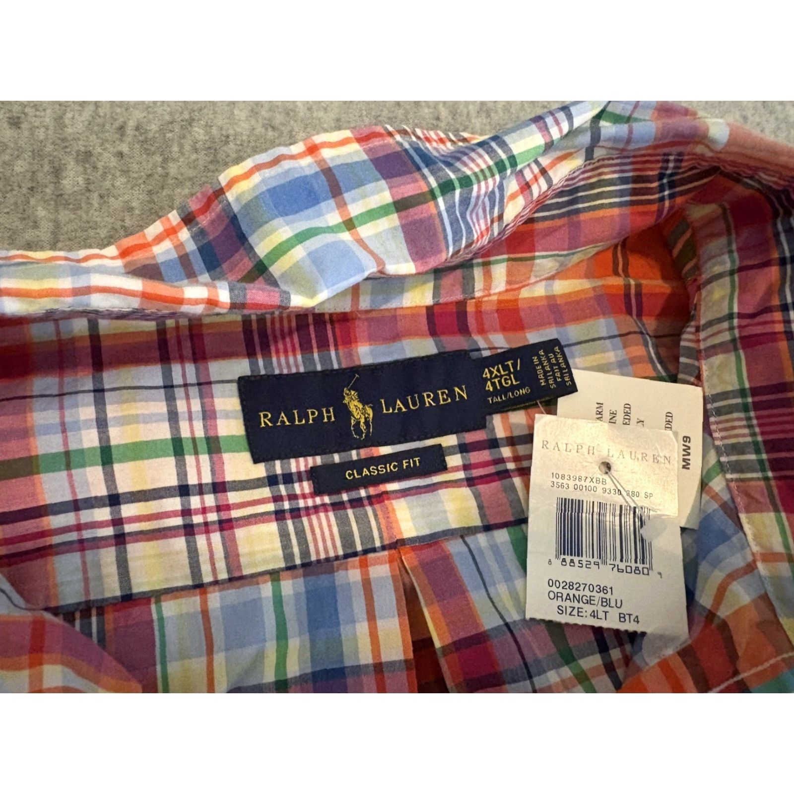 Polo Ralph Lauren Polo Ralph Lauren Long Sleeve Plaid Button-Up 4XLT NWT Orange Blue Multicolor Shirt Mens Size US XXL / EU 58 / 5 - 2 Thumbnail