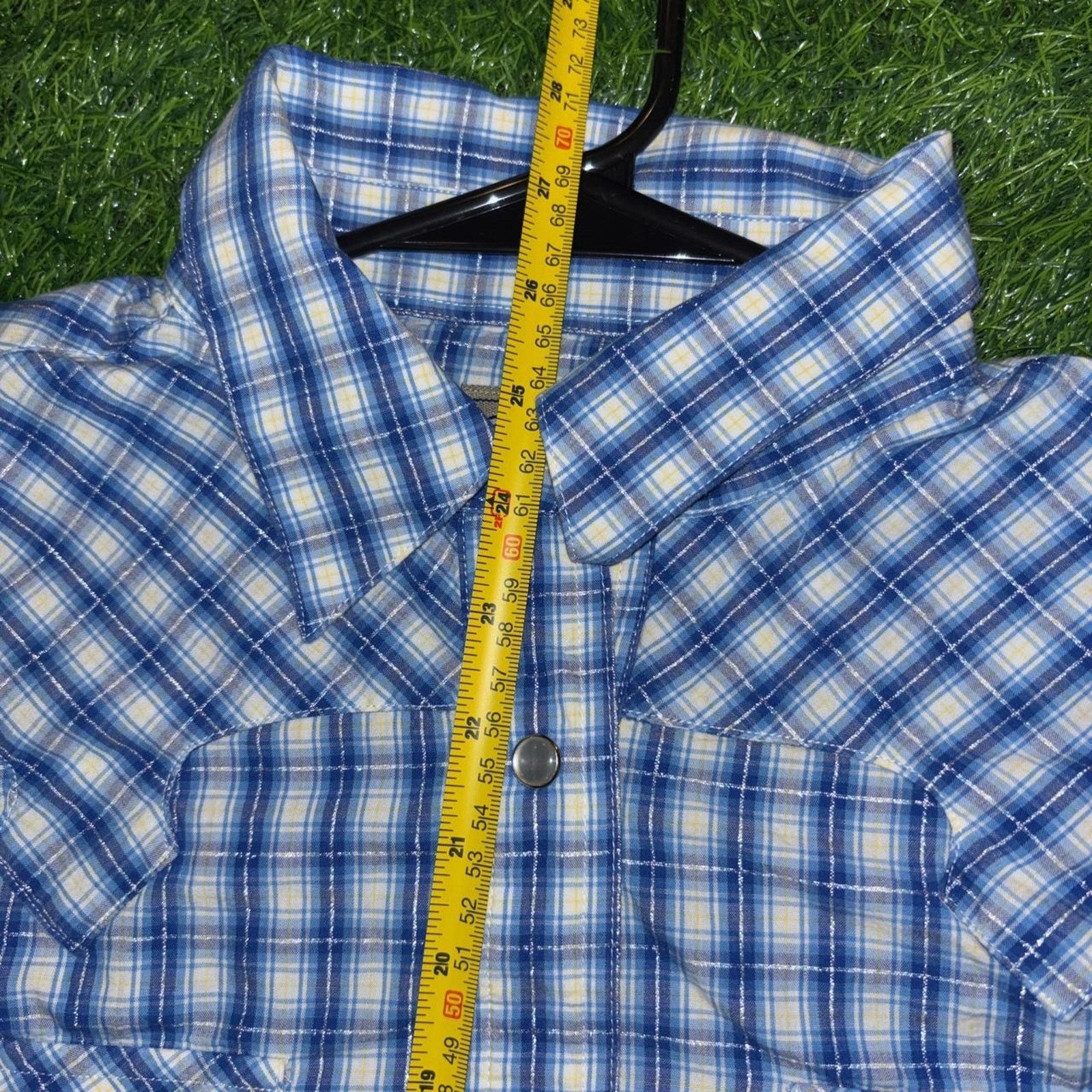 Other Women's y2k Blue/Silver Pearl Snap Plaid Button Down Size L / US 10 / IT 46 - 5 Thumbnail