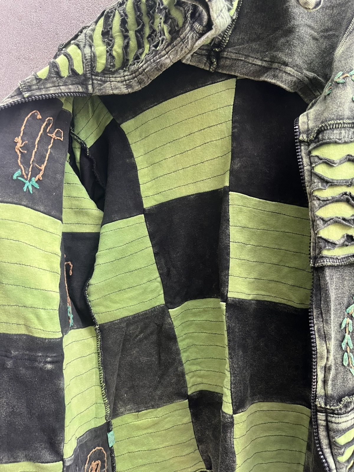 Japanese Brand Handcrafted Boho Patchwork Hoodie - Psychedelic Grunge Y2K Size US XL / EU 56 / 4 - 10 Thumbnail