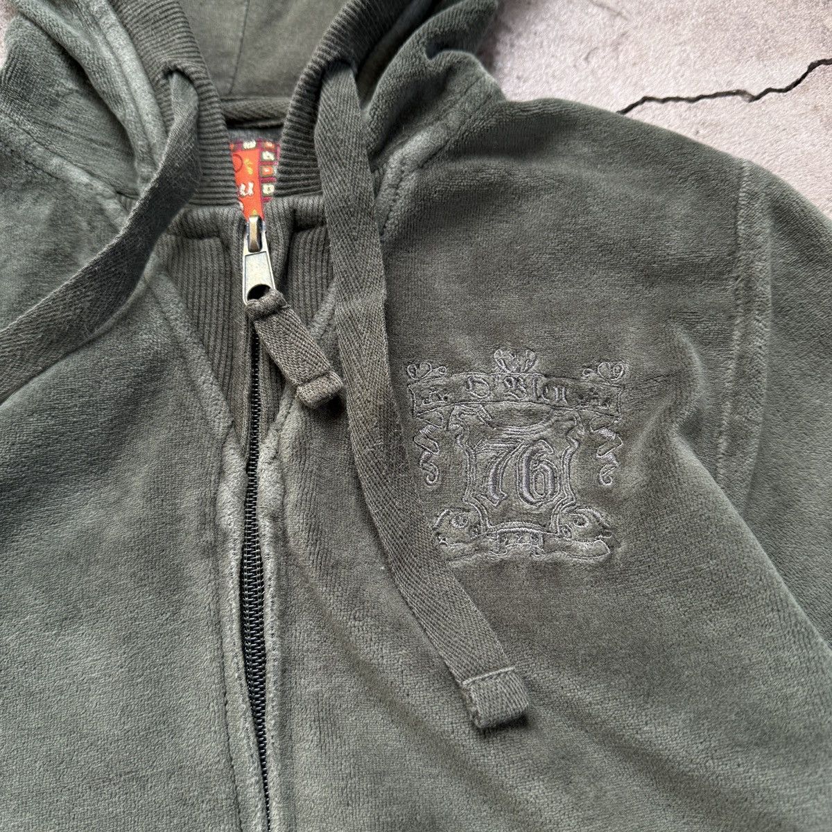 Japanese Brand × Vintage O’Bleu Velour Green Zip Up Hoodie Size XXS / US 00 / IT 34 - 3 Thumbnail
