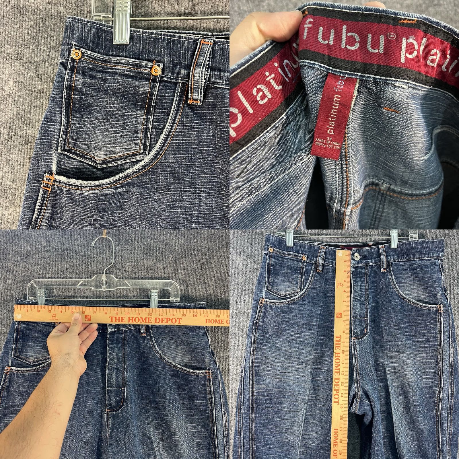 Fubu FUBU Platinum Jeans Mens 34x29 Actual Blue Fat Albert Embroidered Vtg Baggy Wide Size US 34 / EU 50 - 8 Thumbnail