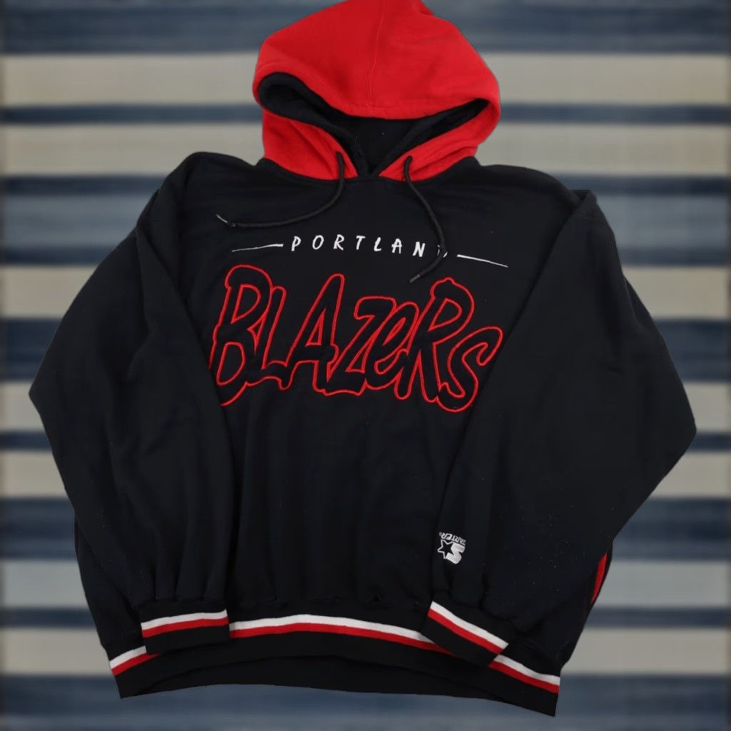 Starter VINTAGE Starter Portland Blazers Double Hood Hoodie Shirt XL Men Black 90s Gl?decode Size US XL / EU 56 / 4 - 1 Thumbnail