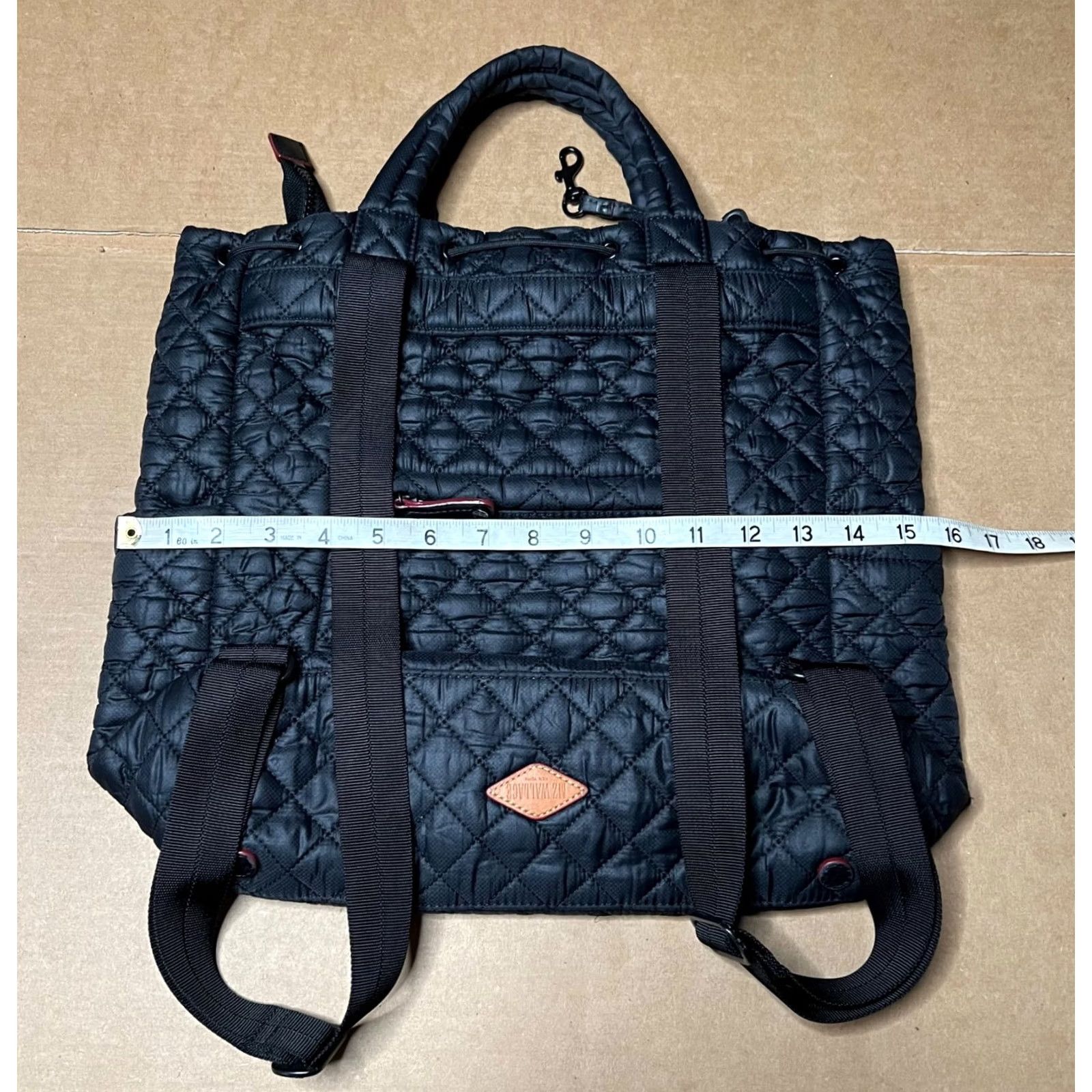 MZ Wallace MZ Wallace Metro Convertible Backpack Tote Medium Black Quilted Nylon Shoulder Bag Size ONE SIZE - 7 Thumbnail
