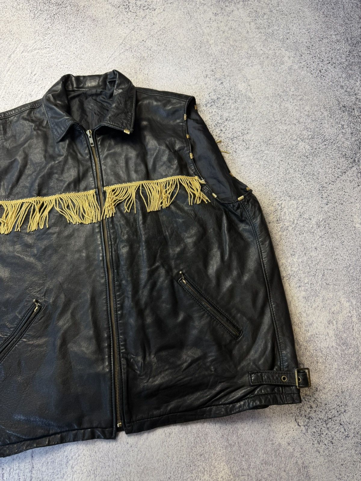 Leather Vintage Real Leather Vest Elvis Y2K Japanese Size US XL / EU 56 / 4 - 4 Thumbnail