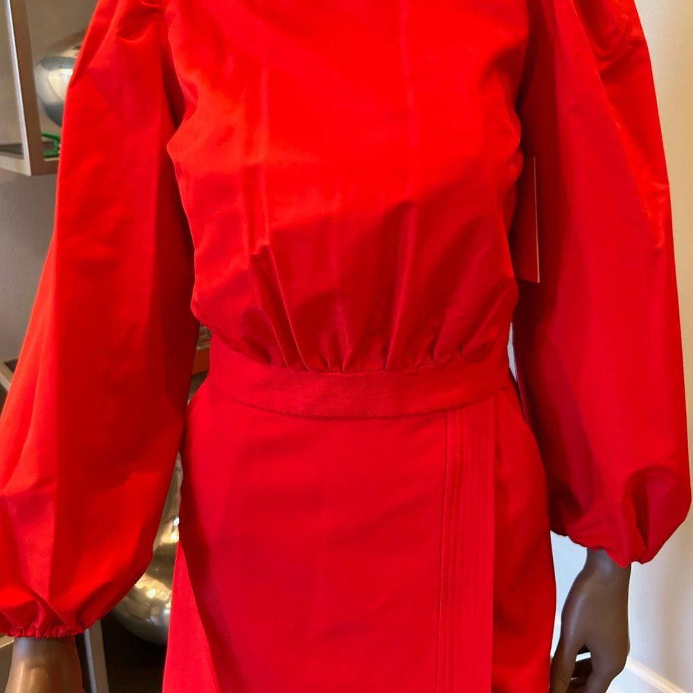 Designer LDT Ivonne 3/4 Parachute Sleeve Crew Neck Faux Wrap Dress Size XS / US 0-2 / IT 36-38 - 3 Thumbnail