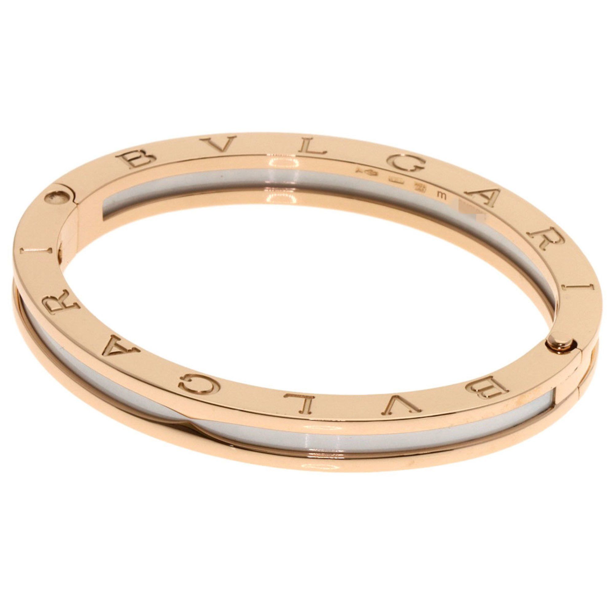 BVLGARI B-zero1 M White Ceramic Bracelet in 18K Pink Gold for Women