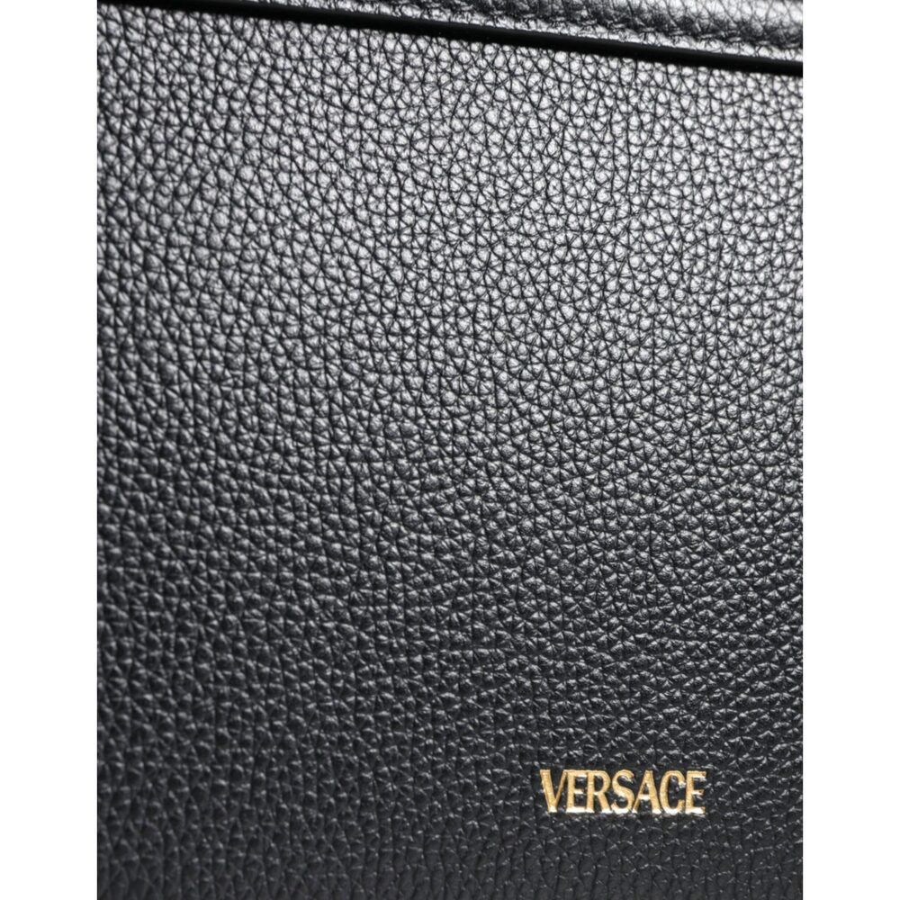 Versace Versace Black Grainy Calf Leather Logo Crossbody Shoulder Ba Size ONE SIZE - 6 Thumbnail