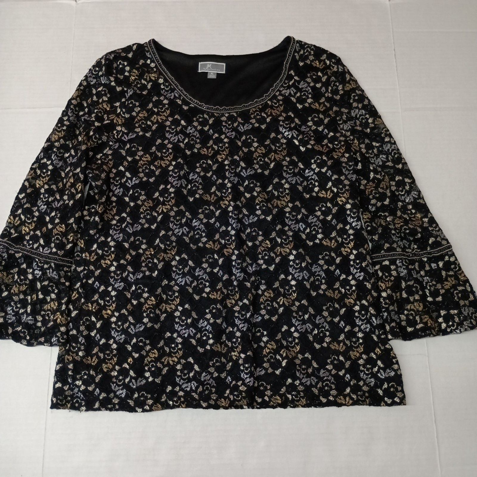 Other JM Collection Woman's Rosette Top Size XL Sequin Lined Lace Size XL / US 12-14 / IT 48-50 - 1 Thumbnail
