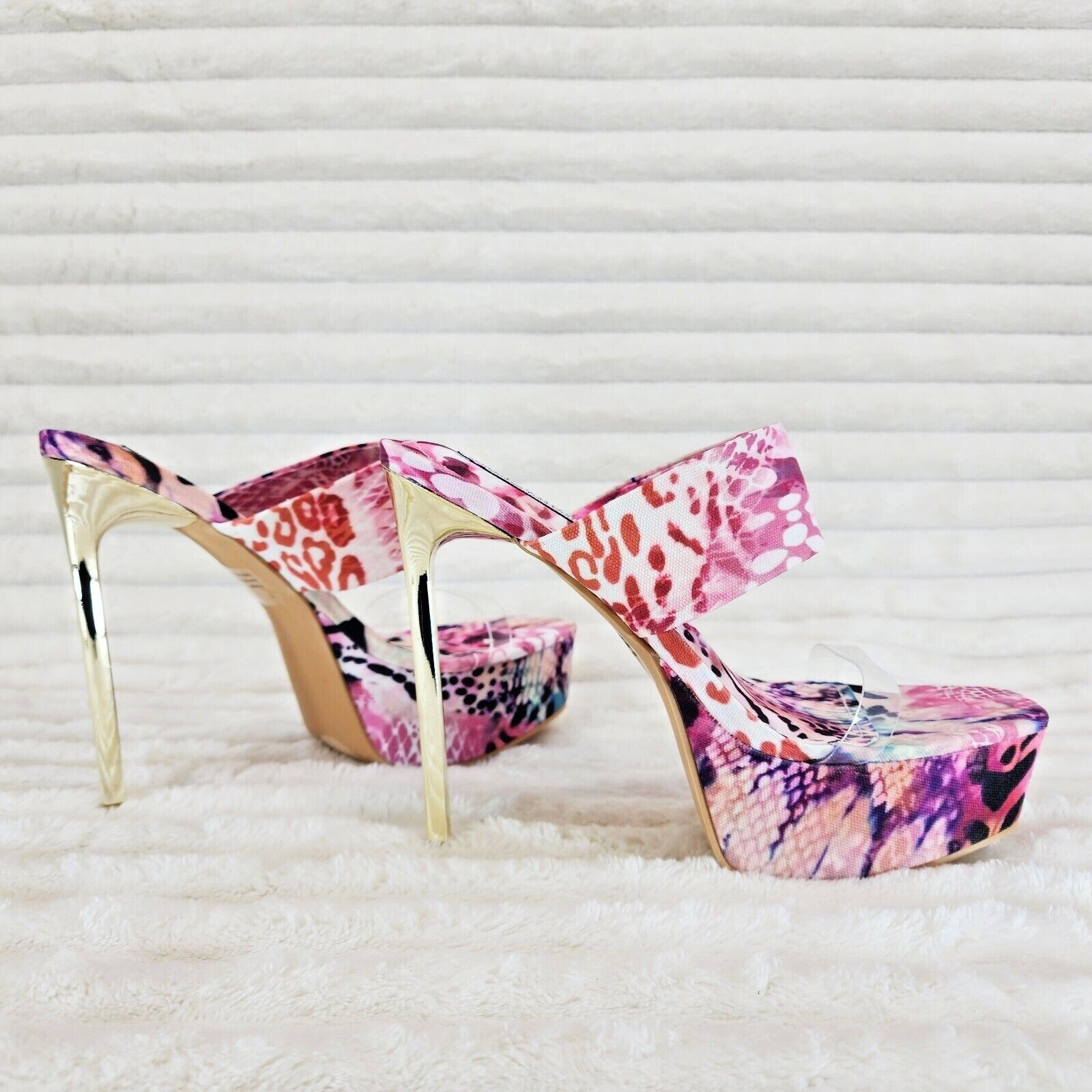 Other Razz Slip On High Heel Clogs Mules Slides Multi Color Print Size US 8.5 / IT 38.5 - 6 Thumbnail