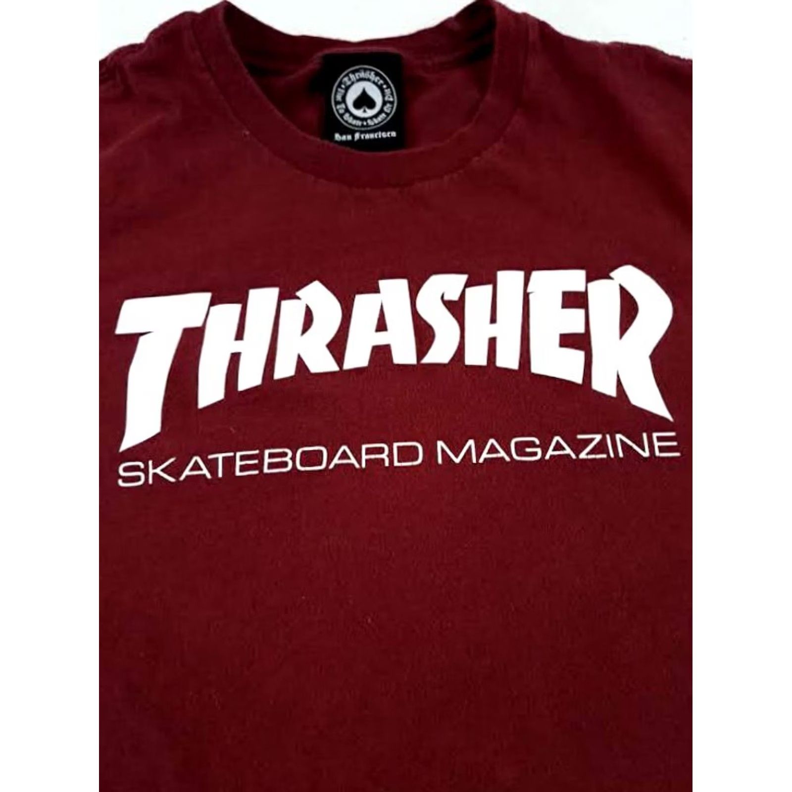 Thrasher VINTAGE Thrasher Size S T-Shirt Burgundy & Dark Grey Skateboarding Men's Size US S / EU 44-46 / 1 - 2 Thumbnail