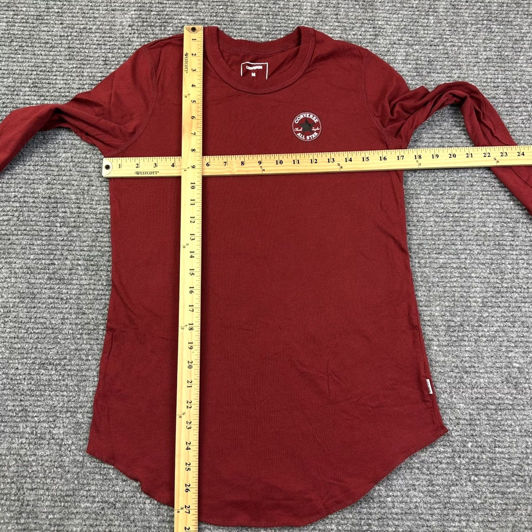 Converse Converse Logo Graphic Modern Shirt Juniors M Long Sleeve Red Cotton 100% Stretch Fit Womens Size M / US 6-8 / IT 42-44 - 4 Thumbnail