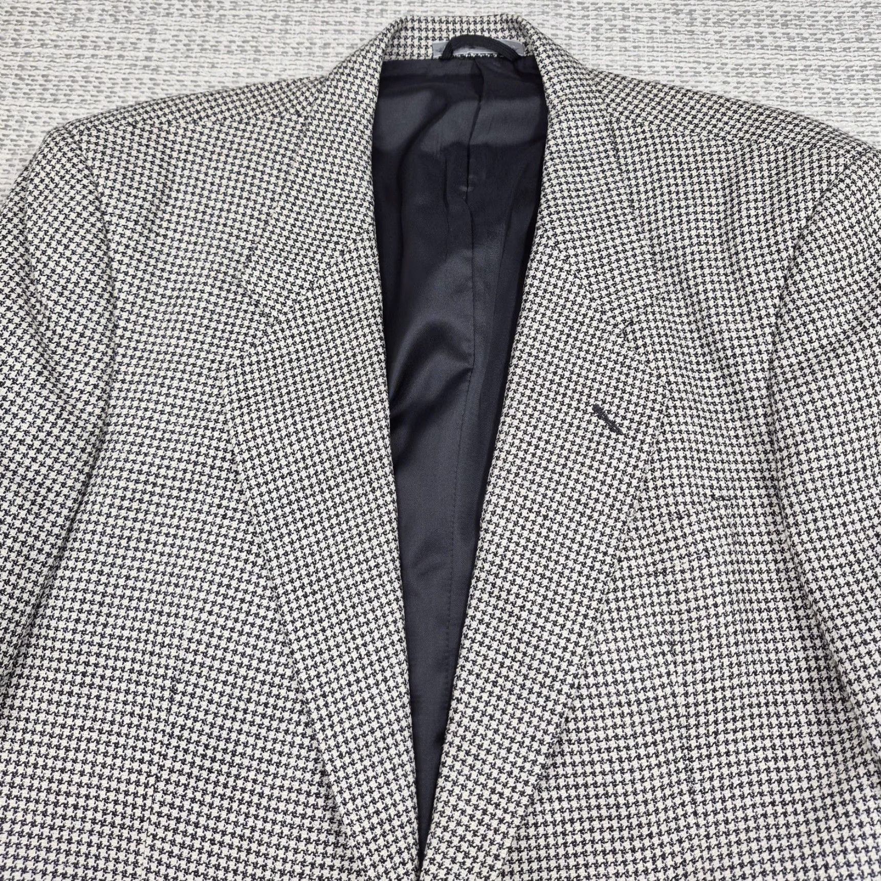 Oleg Cassini VINTAGE Oleg Cassini Blazer Mens 44R Gray Houndstooth Sport Coat 2 Button Jacket Size 44R - 4 Thumbnail