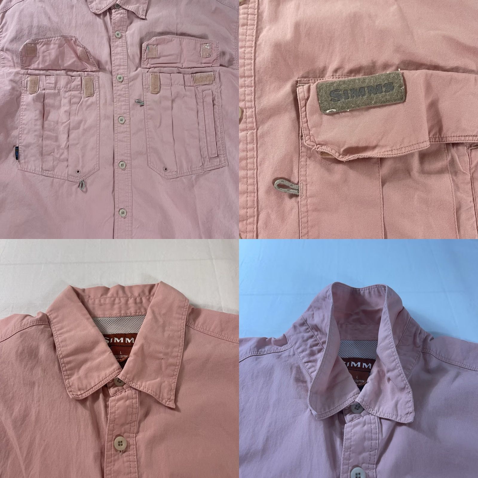 Pinko Simms Button-Up Shirt L Pink Long Sleeve Cotton Solid Anglers Fly Fishing Vintage: No Size US L / EU 52-54 / 3 - 9 Thumbnail