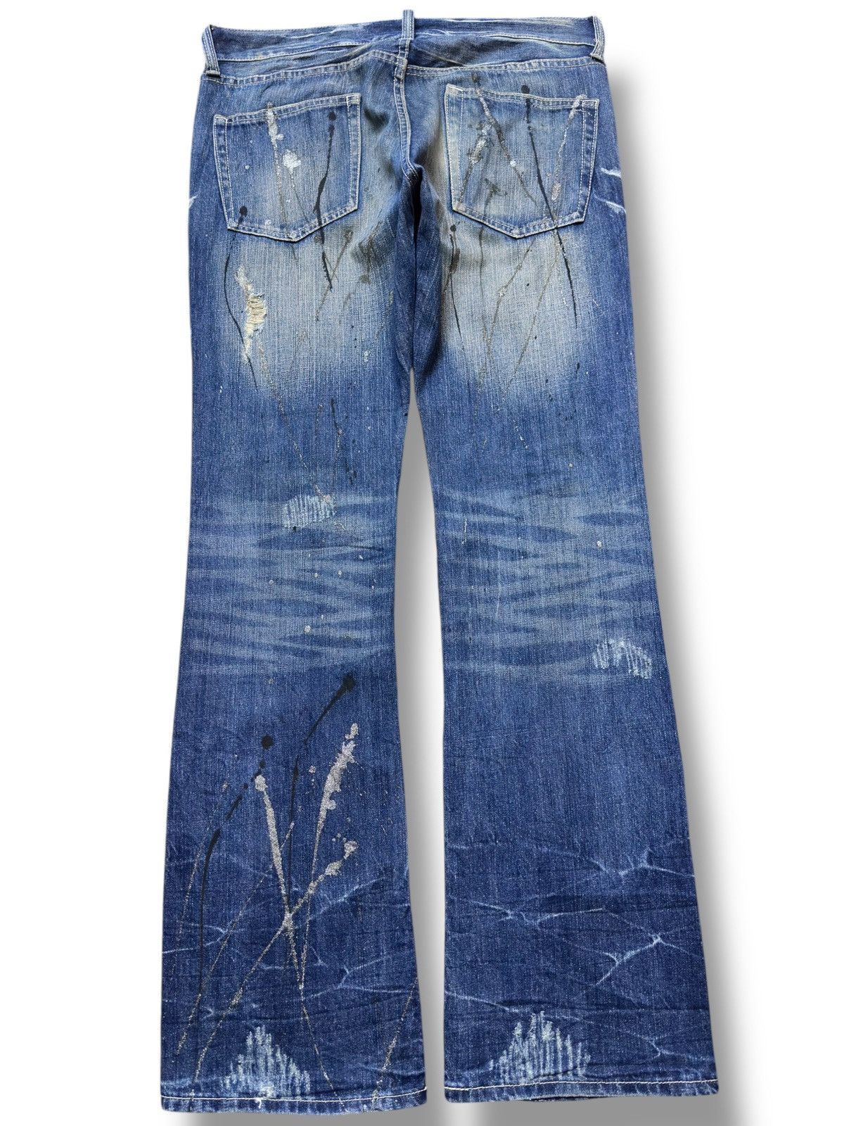 If Six Was Nine Vintage Japanese Brand Flare Paint Splatter Denim Size US 34 / EU 50 - 4 Thumbnail