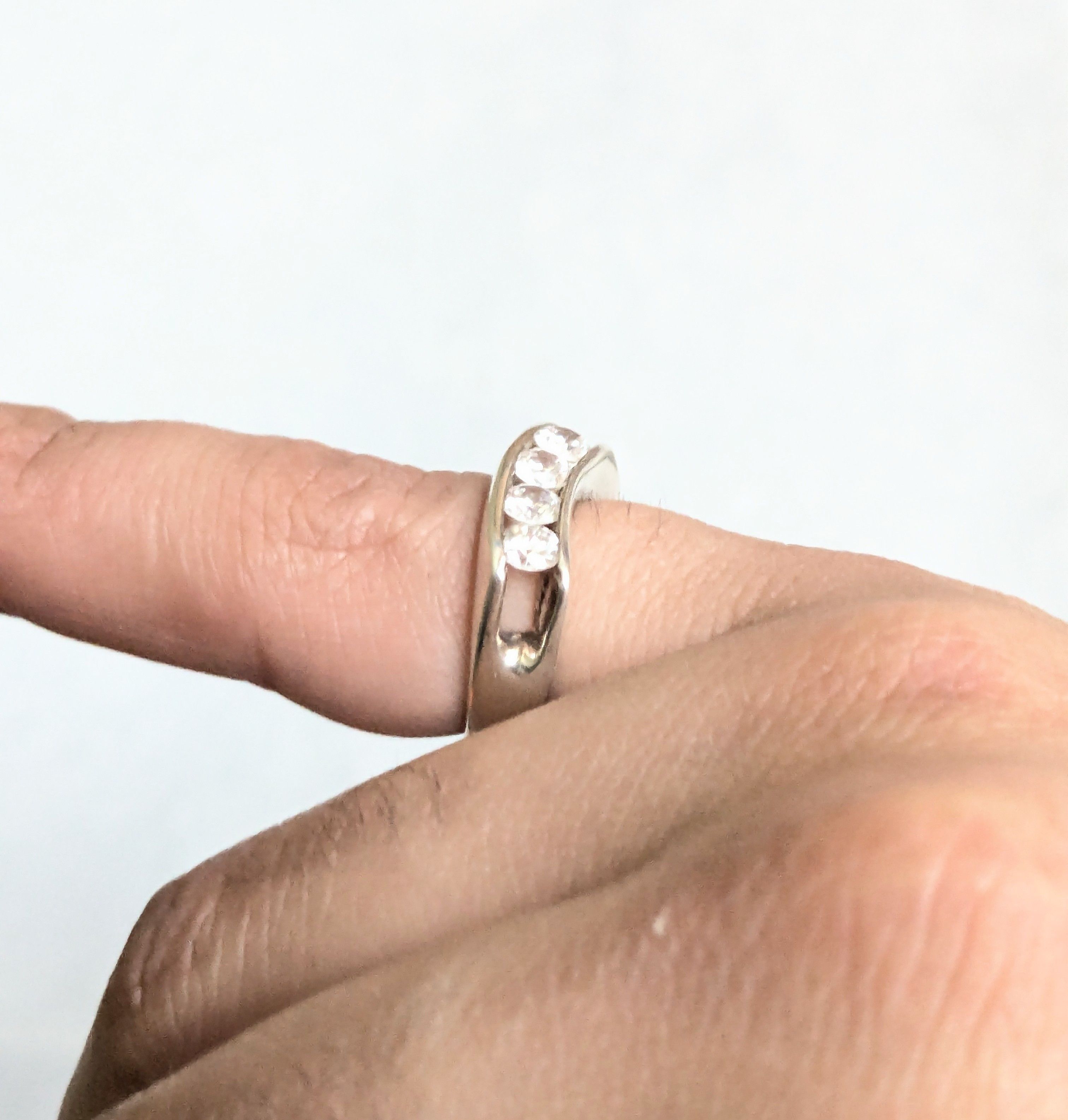 Jewelry Sterling Silver Ring CZ Channel Size 5 Clear Size ONE SIZE - 10 Thumbnail