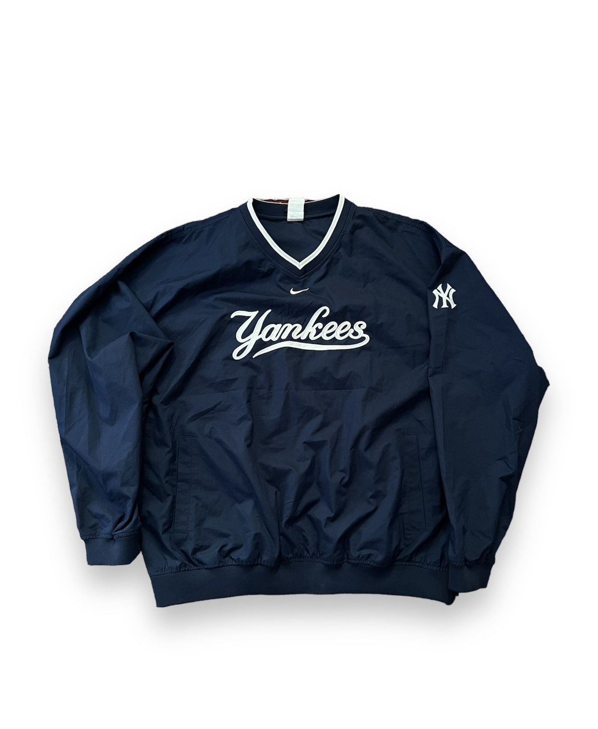 image of New York Yankees x Nike Yankees Windbreaker Drill Y2K in Navy, Men's (Size 2XL)