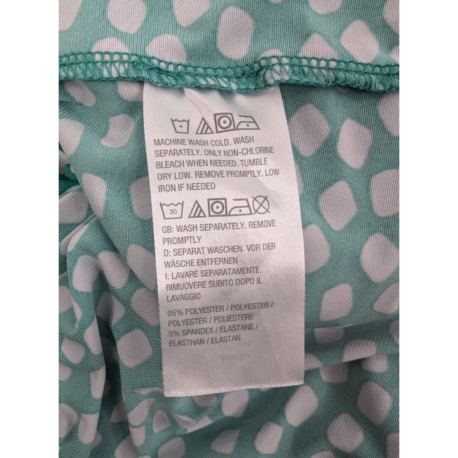 Vintage Susan Graver Blouse Womens Large Pullover Knit Green White Polka Dot Flutter Sleeve Round Neck Short Sleeve 100% Polyester Spandex Casual Workwear Size L / US 10 / IT 46 - 7 Thumbnail