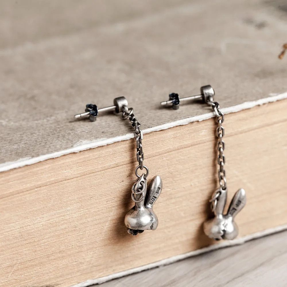 Jewelry Rabbit Skull Drop Earrings 925 Sterling Silver Ear Gift Size ONE SIZE - 4 Thumbnail