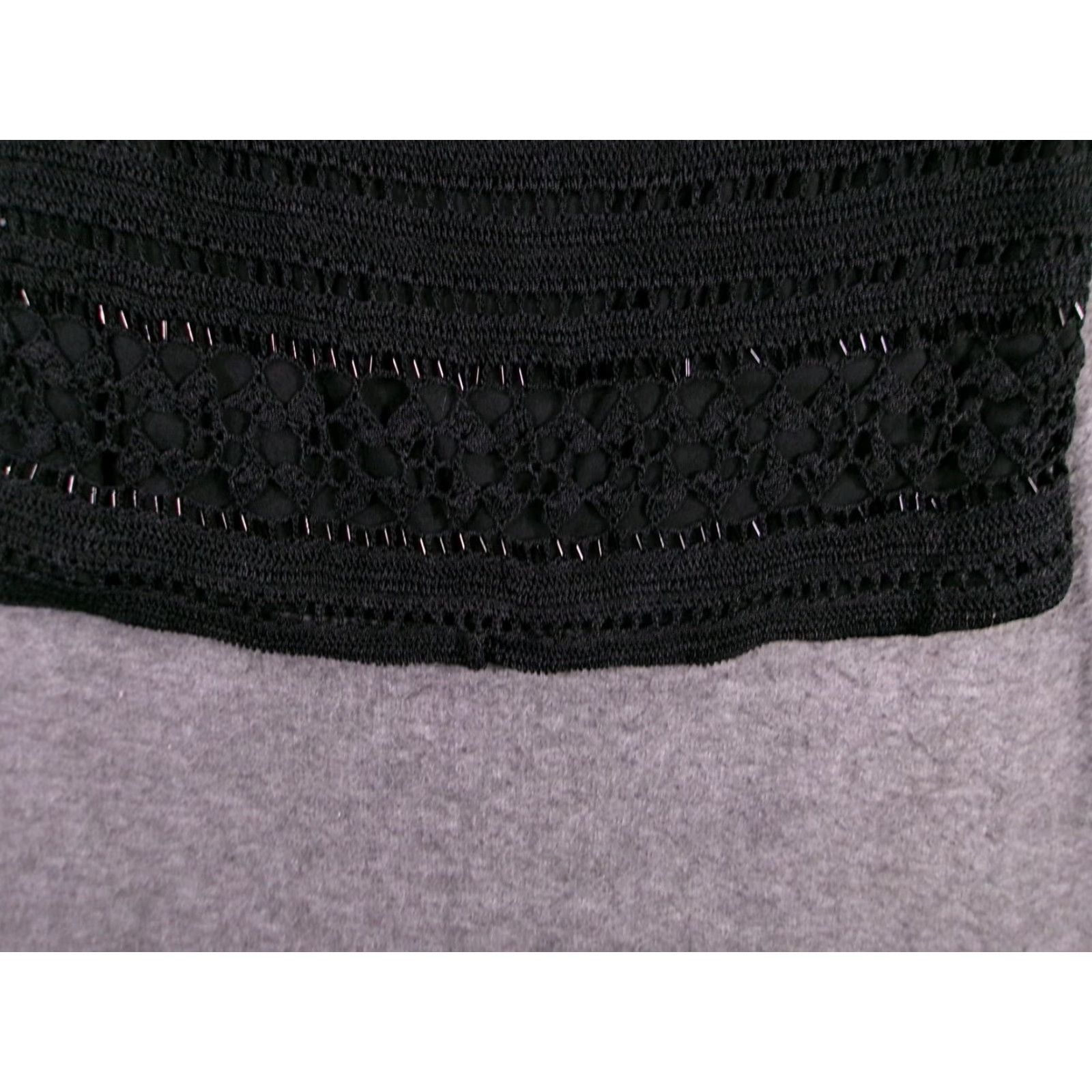 Vintage VINTAGE Krochetta & Papillon Black Crochet Knit Skirt L Lace Hem Cotton Midi Bohemian Womens Straight Pencil Waist Elastic Pull On Size 36" / US 14 / IT 50 - 2 Thumbnail