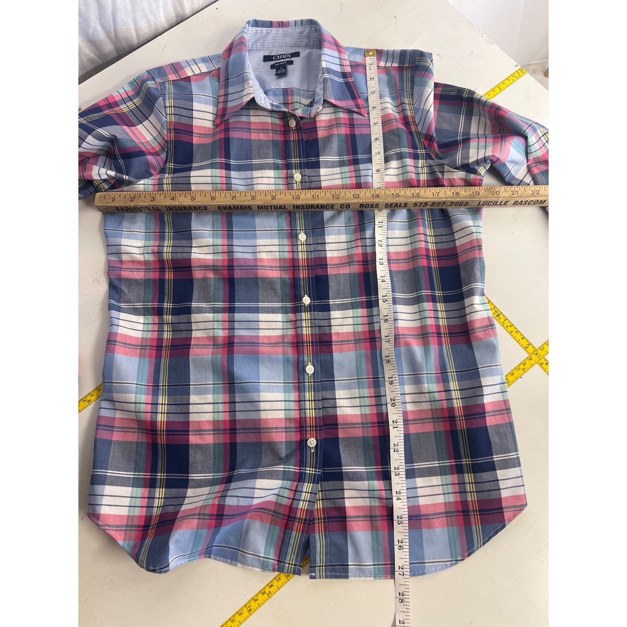 Chaps Chaps women’s No Iron M Medium Plaid Button-Down Shirt 100% Size M / US 6-8 / IT 42-44 - 5 Thumbnail