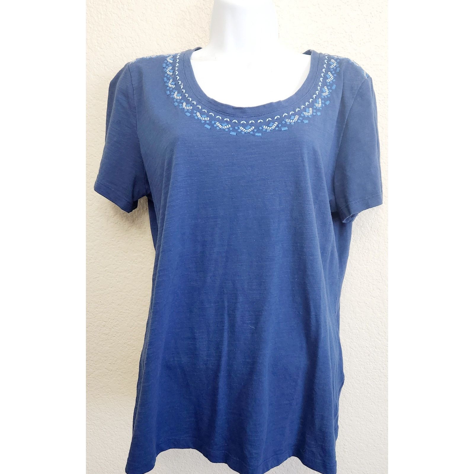 Other Rebecca Malone Blue Embroidered Bodice Top XL Short Sleeves Size XL / US 12-14 / IT 48-50 - 1 Thumbnail