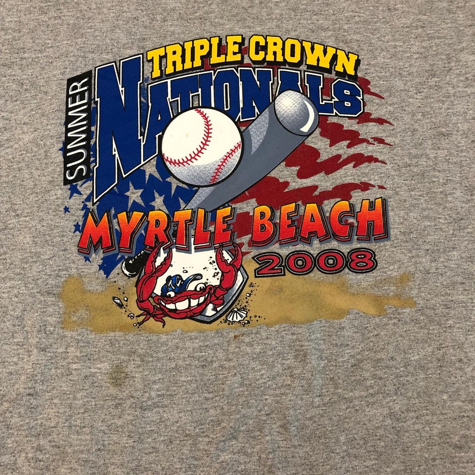 Gildan Vintage 2008 Myrtle Beach Triple Crown Baseball Graphic Tee Size US XL / EU 56 / 4 - 3 Thumbnail