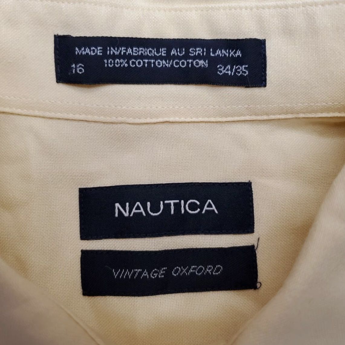 Nautica VINTAGE Nautica Shirt Mens 16 34/35 Yellow Oxford Long Sleeve Dress Y2K Classic Size 42R - 4 Thumbnail