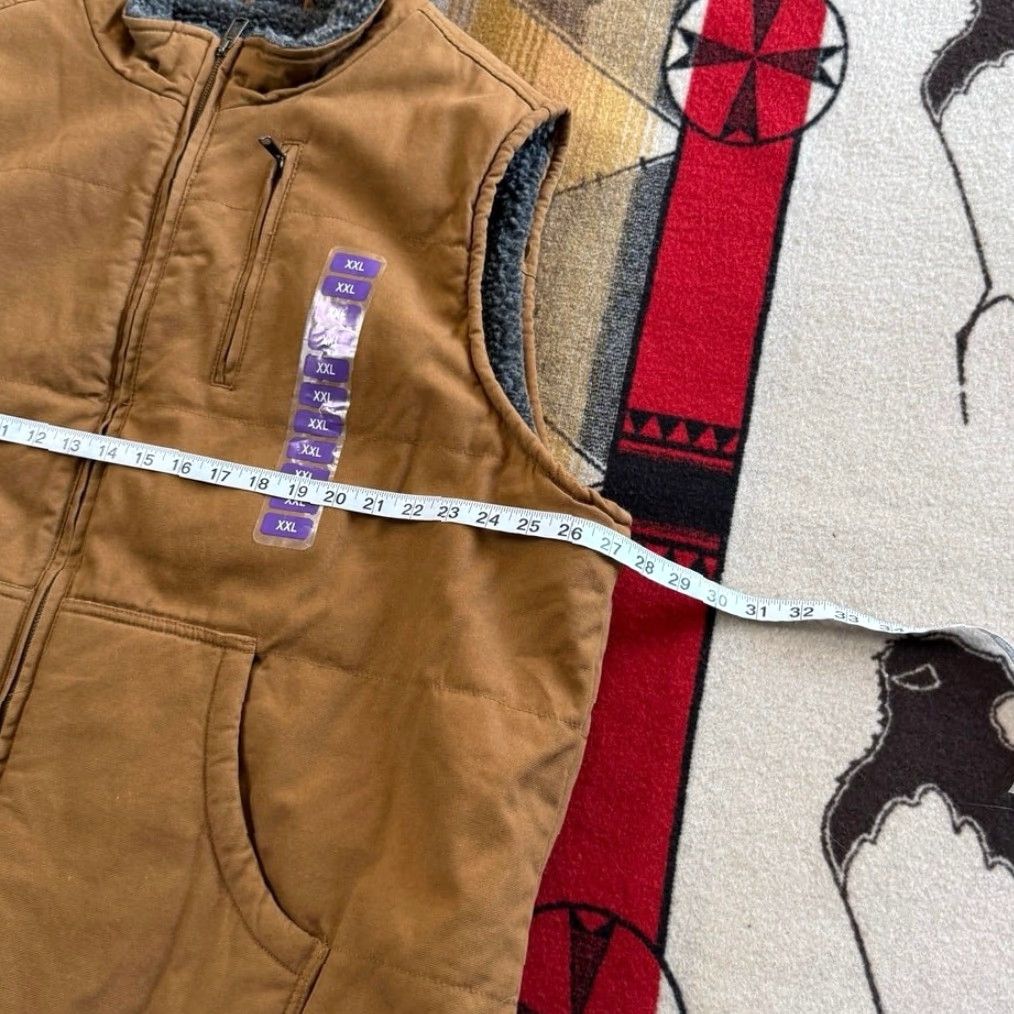 Lee VINTAGE? NWT Lee Vest Chore Cotton Zip 2XL Men Brown Solid Work Outdoors Autumn Winter Spring Fall Lined Sherpa Canvas Vest Size US XXL / EU 58 / 5 - 7 Thumbnail
