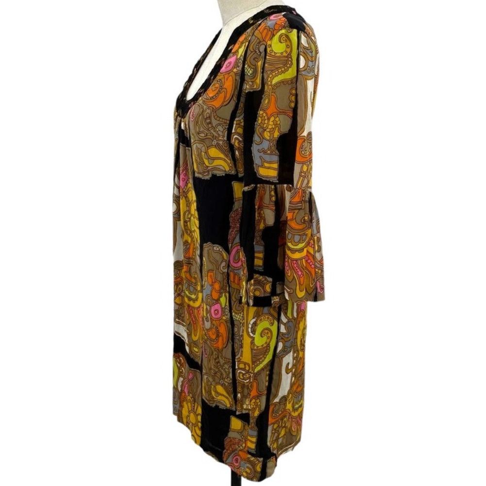 Trina Turk VINTAGE Trina Turk 60s Style Mod Print Silk Dress Size XS / US 0-2 / IT 36-38 - 2 Thumbnail