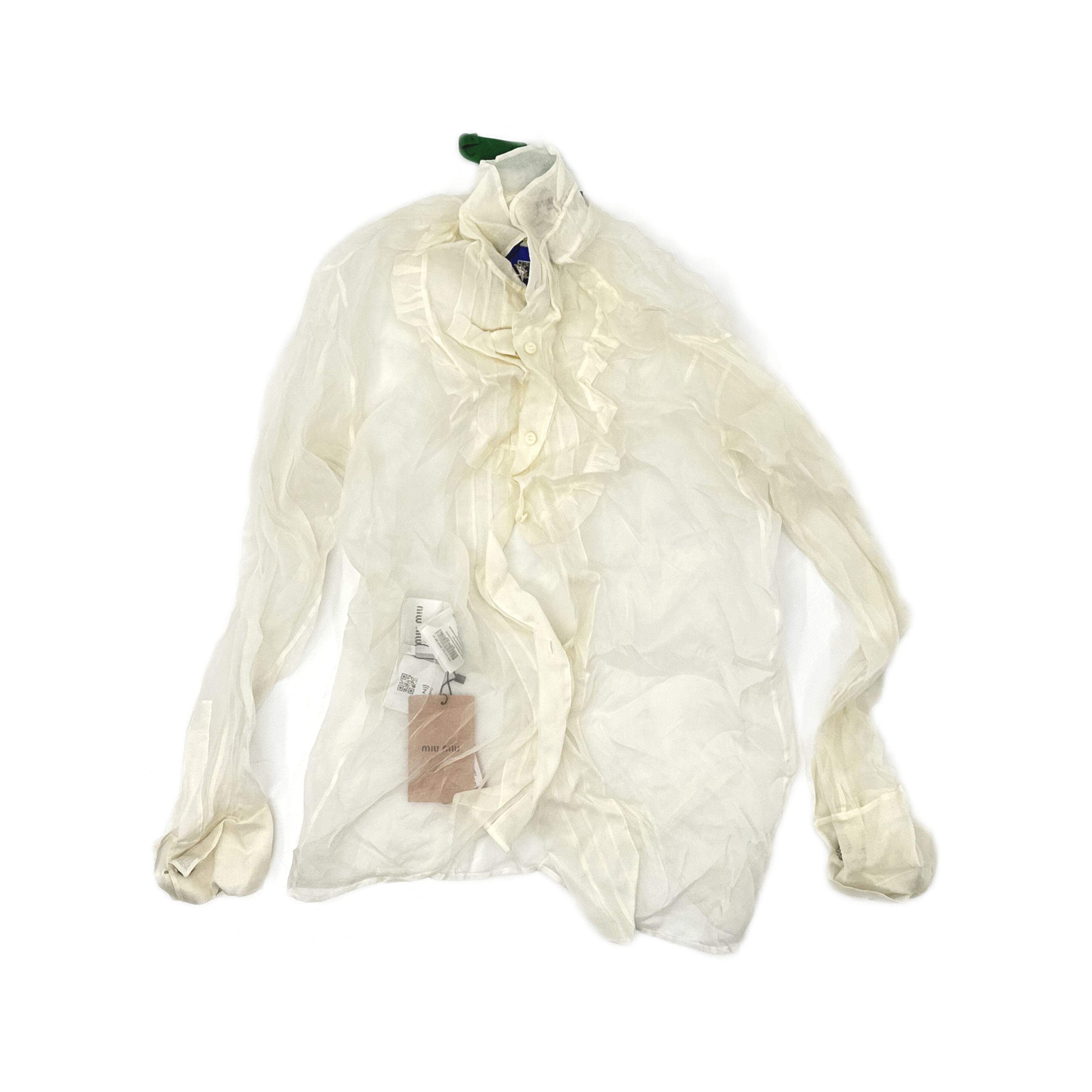 Miu Miu Miu Miu Ruffled Sheer Button Up Size 36 Size XS / US 0-2 / IT 36-38 - 1 Thumbnail