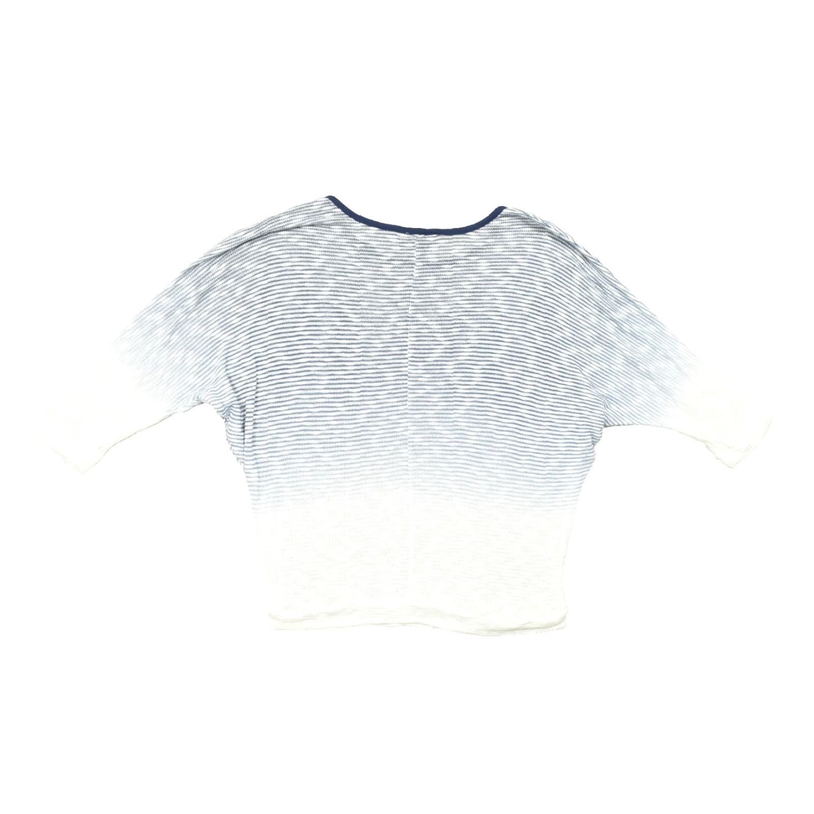 Vintage Lane Bryant Women 14/16 Blue White Ombre Striped Knit Dolman Sleeve Top Shirt Pullover Round Neck Short Sleeve Casual Basic Knit Top Mens? Size XL / US 12-14 / IT 48-50 - 2 Thumbnail