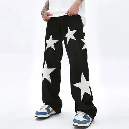 VIBE Retro-style Jeans Ripped Baggy Trousers Star Harajuku style Size US 30 / EU 46 - 8 Thumbnail