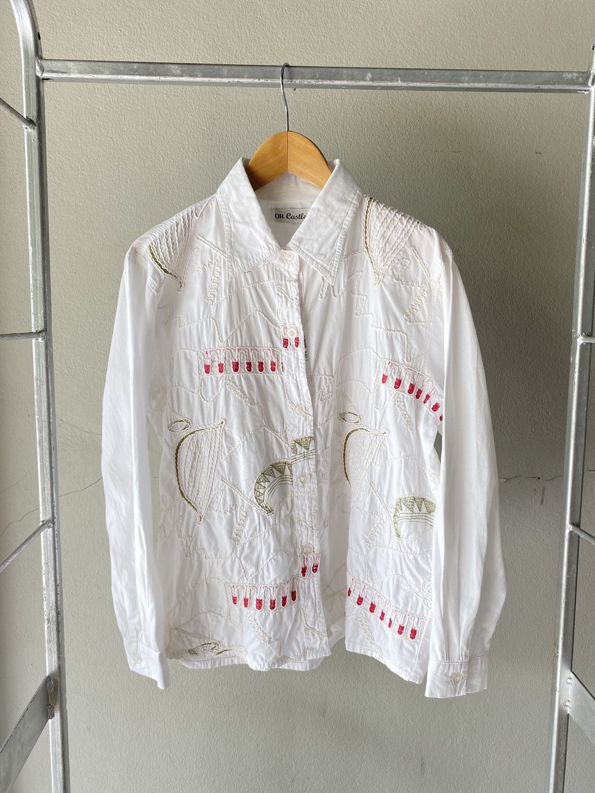 Japanese Brand OH. Castle White Embroidered Long-Sleeve Shirt Size M / US 6-8 / IT 42-44 - 13 Thumbnail