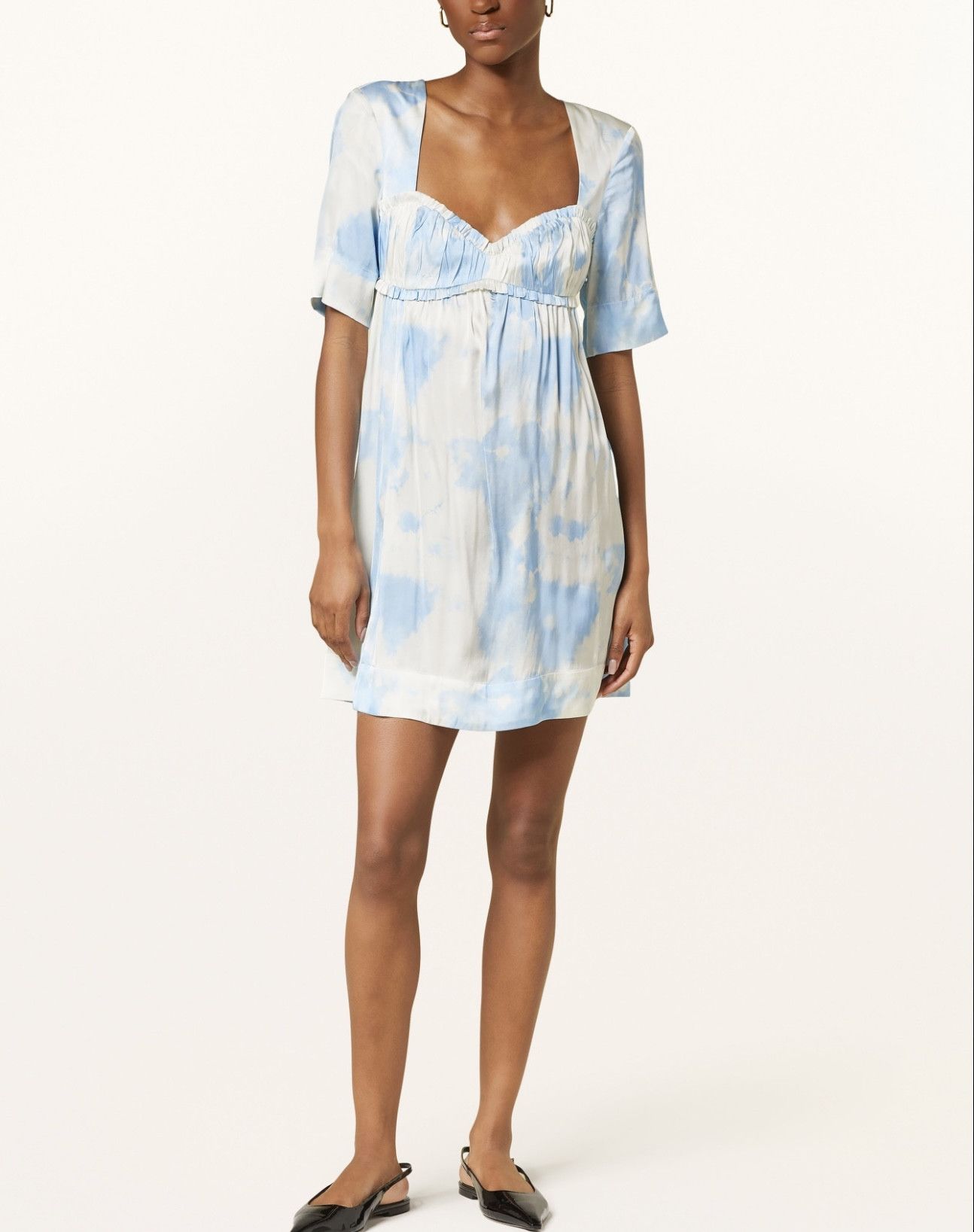 Graphic print satin minidress