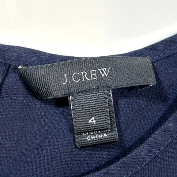 J.Crew J. Crew Blouse Womens 4 Navy Blue Eyelet Laser Cut Sleeve Keyhole Back Size S / US 4 / IT 40 - 5 Thumbnail