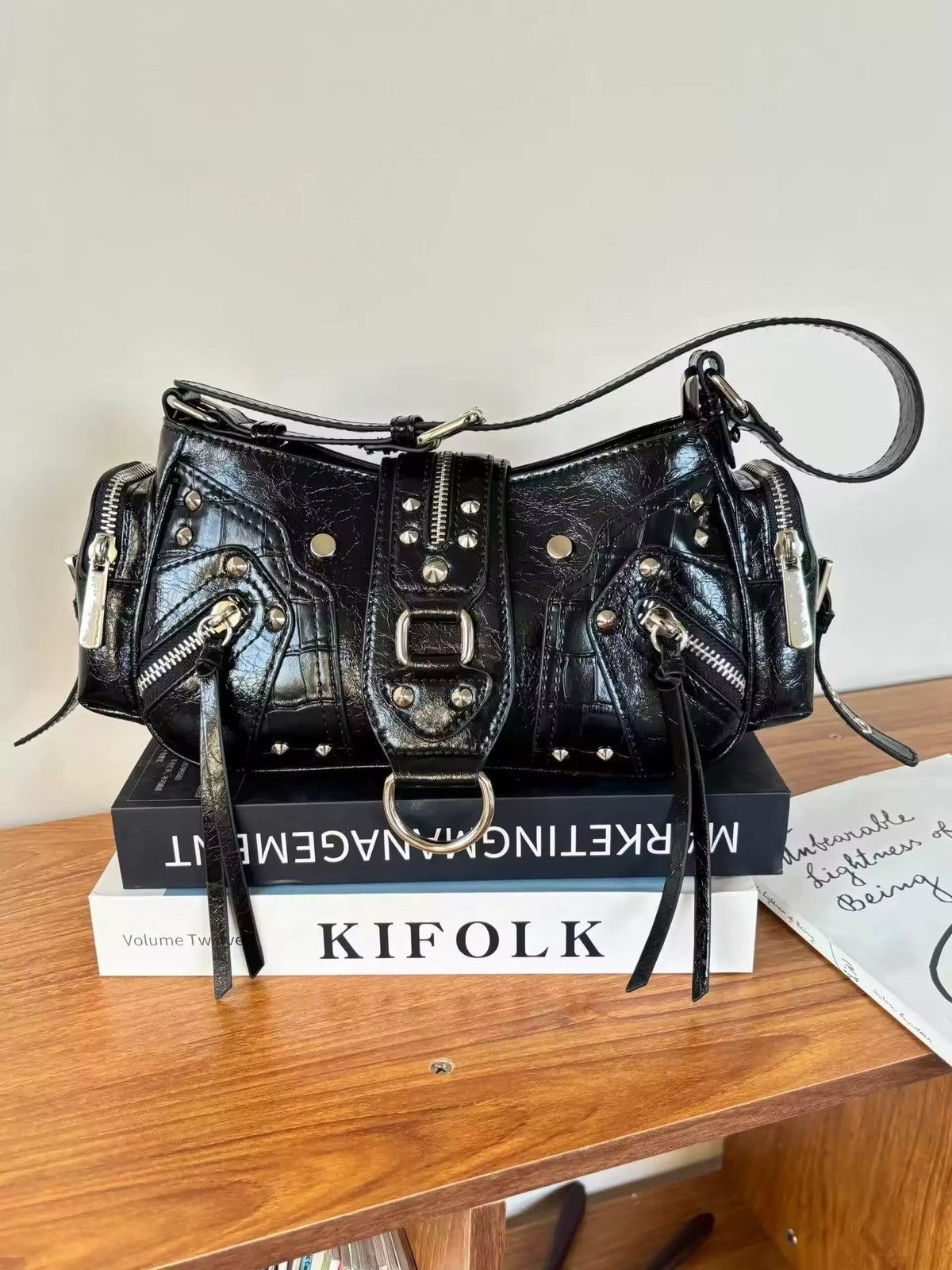 Other Gothic Punk Design PU Leather Shoulder Crossbody Bag Size ONE SIZE - 3 Thumbnail