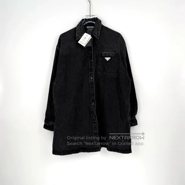 Prada Prada Black triangle mark washed denim long-sleeved shirt Size US XXS / EU 40 - 3 Thumbnail