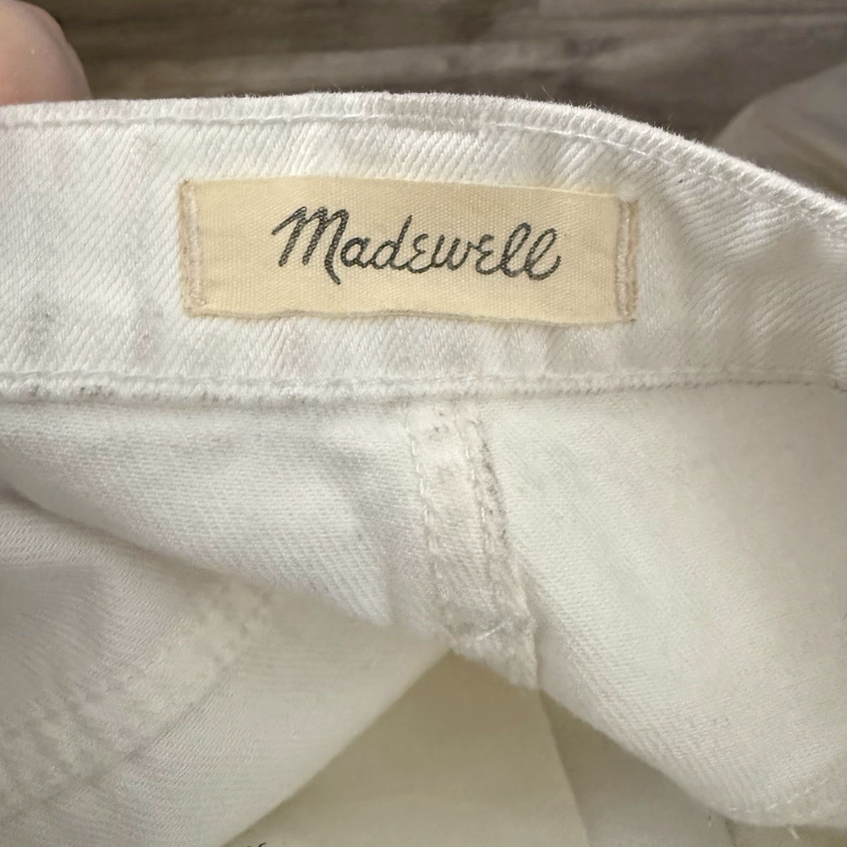 Madewell Madewell Rigid Denim Mini Skirt Womens Sz 25 Off-White Button Front A-Line Skirt Size 42" / US 20 - 2 Thumbnail
