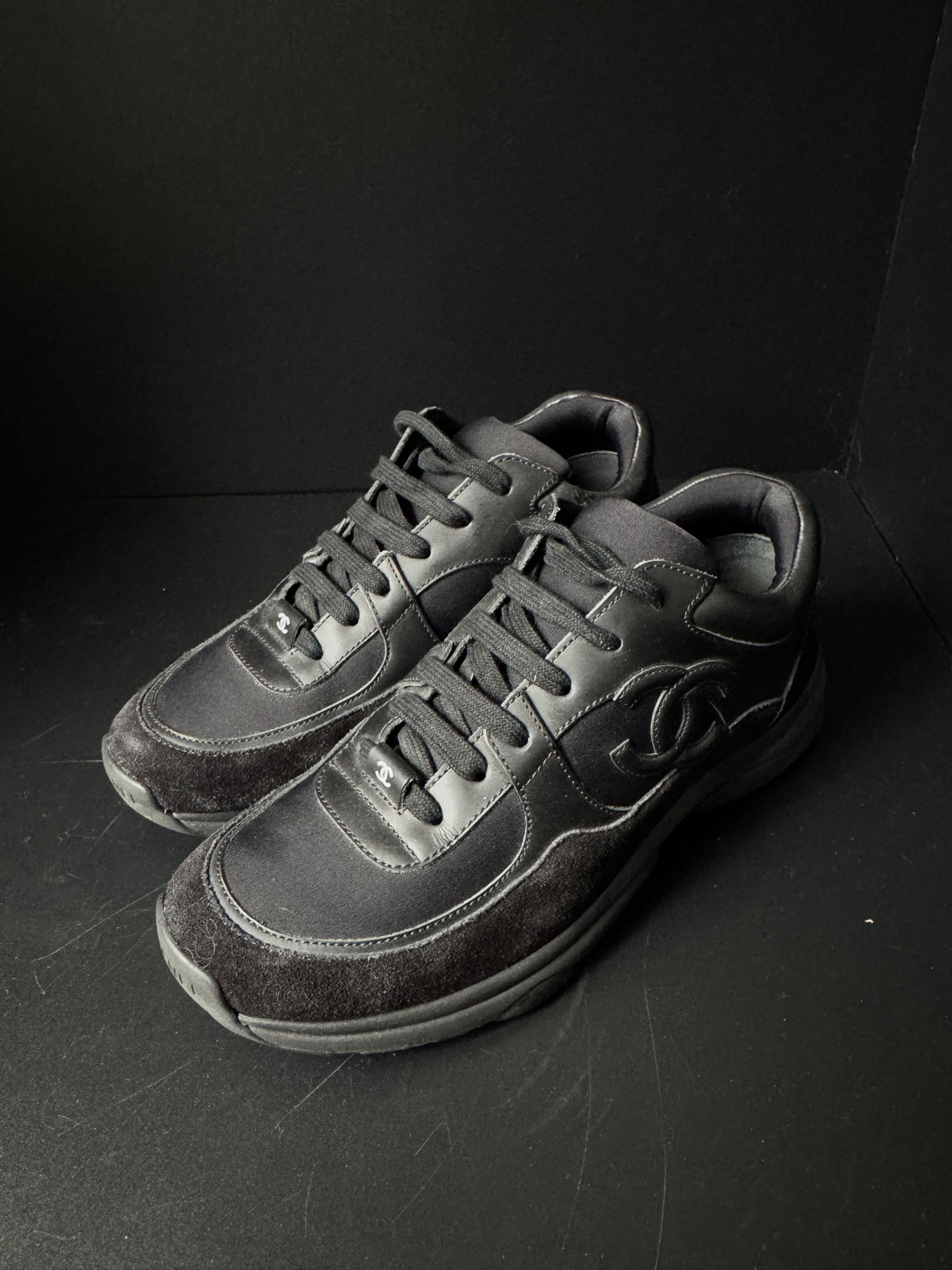 Chanel CC Logo Trainer Sneaker Black, view 2