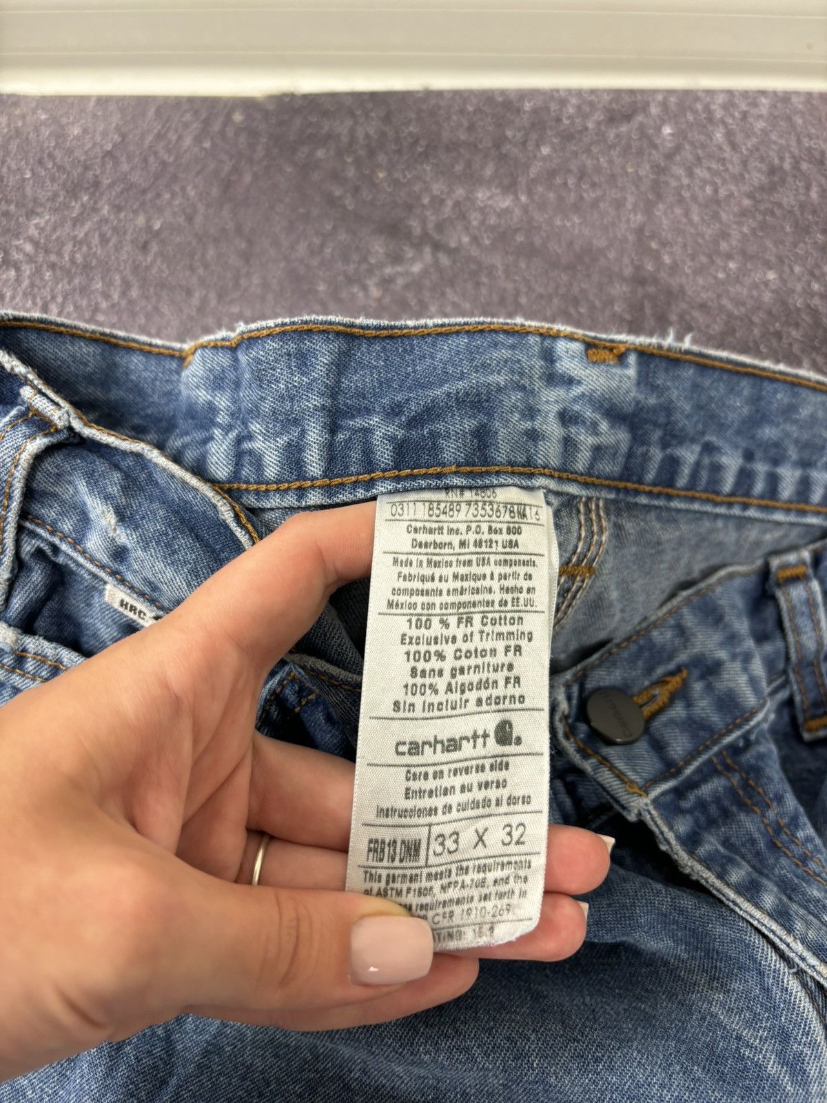 Carhartt Vintage Carhartt Flame Resistant Work Blue Denim Baggy Jeans Size US 33 - 15 Thumbnail