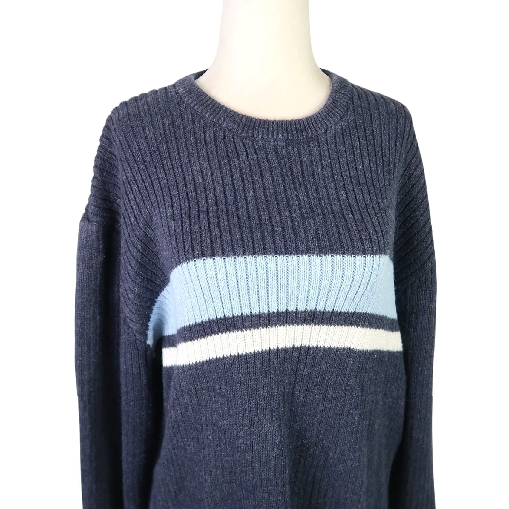 Cherokee VINTAGE Cherokee Navy Blue Stripe Crewneck Sweater Mens XL Vintage 90s Chip Ramie Cotton Knit Pullover Long Sleeve Size US XL / EU 56 / 4 - 3 Thumbnail