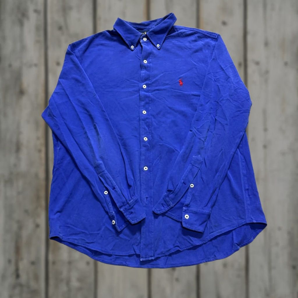 Ralph Lauren VINTAGE Ralph Lauren Polo Longsleeve Button Up Shirt Mens XL Blue Faded 90s Size US XL / EU 56 / 4 - 1 Thumbnail