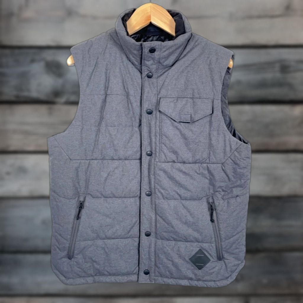 The North Face The North Face Puffer Vest Mens Large Gray Nylon Snap Button Insulated Vest Size US L / EU 52-54 / 3 - 1 Thumbnail