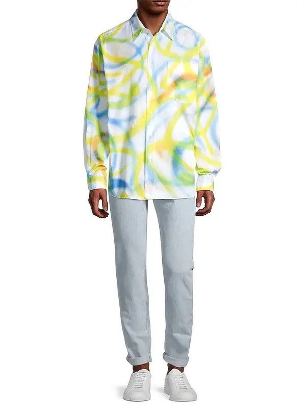 Marni New MARNI Scribble Spray Paint Multicolour Oxford Shirt 50 Size US M / EU 48-50 / 2 - 5 Thumbnail