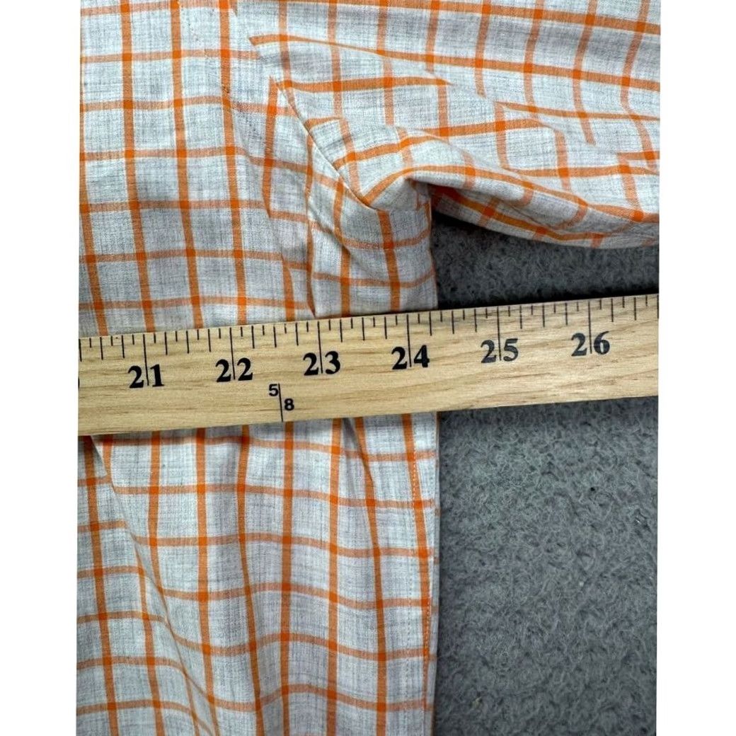 Vintage Thomas Dean Shirt Mens Large Orange Grid Check Plaid Button Down Long Sleeve Size US L / EU 52-54 / 3 - 7 Thumbnail