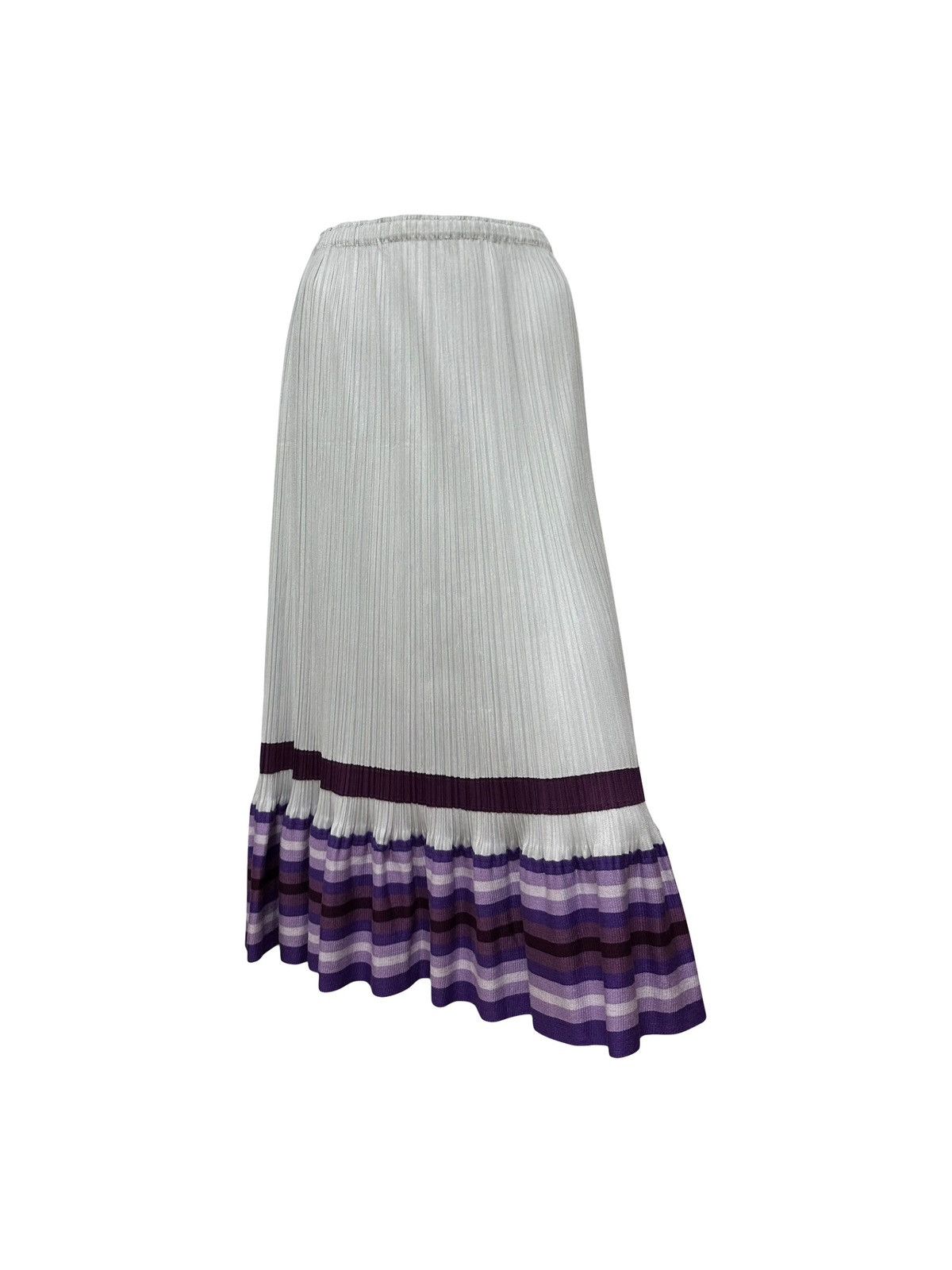 Pleats Please Issey Miyake PLEATS PLEASE ISSEY MIYAKE Striped Knit Trim Midi Skirt Size 27" / US 4 / IT 40 - 1 Thumbnail