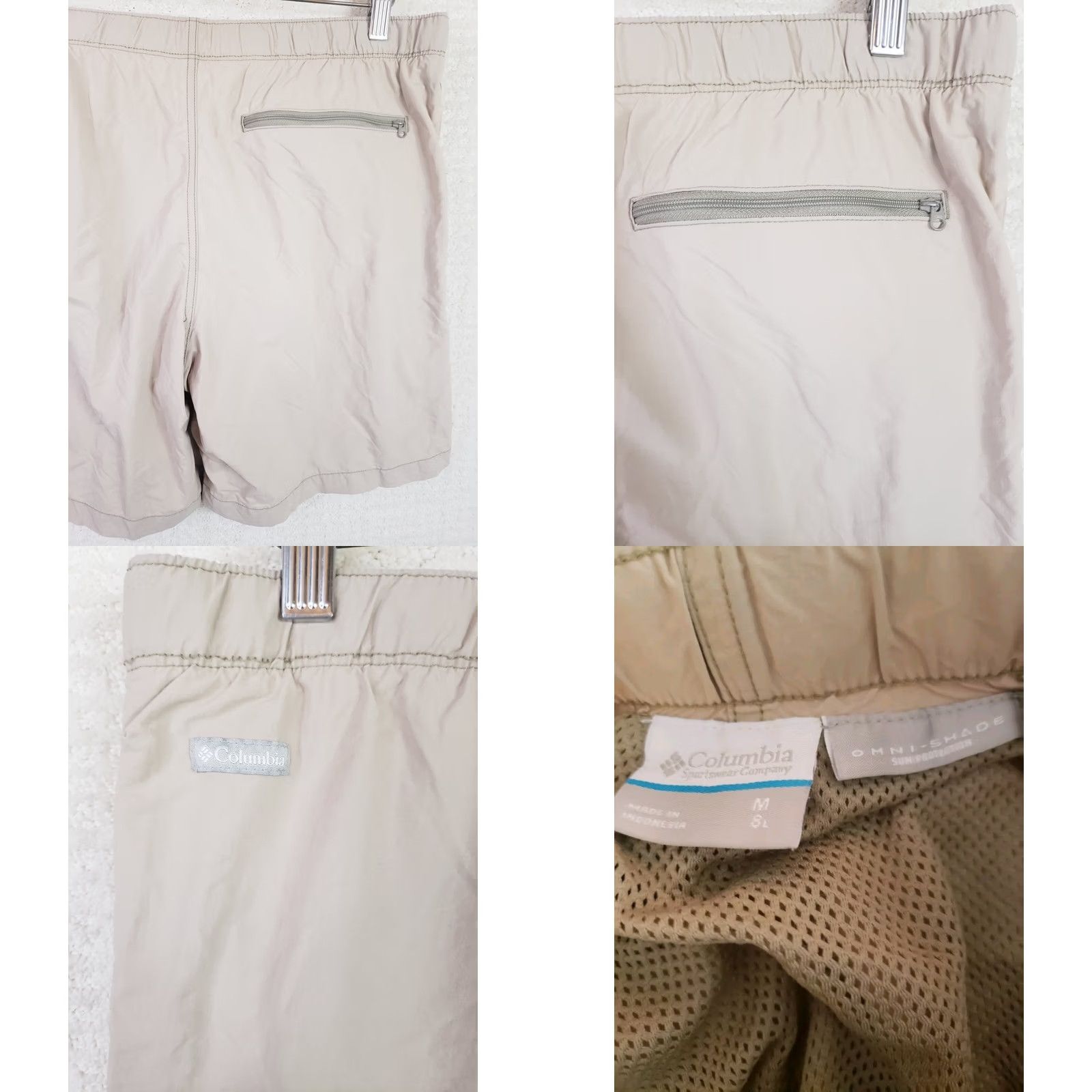 Vintage Columbia Shorts Mens M Medium Beige Belted Cargo Pocket Nylon Outdoor Casual Travel Event 60s Mens Size US 31 - 8 Thumbnail