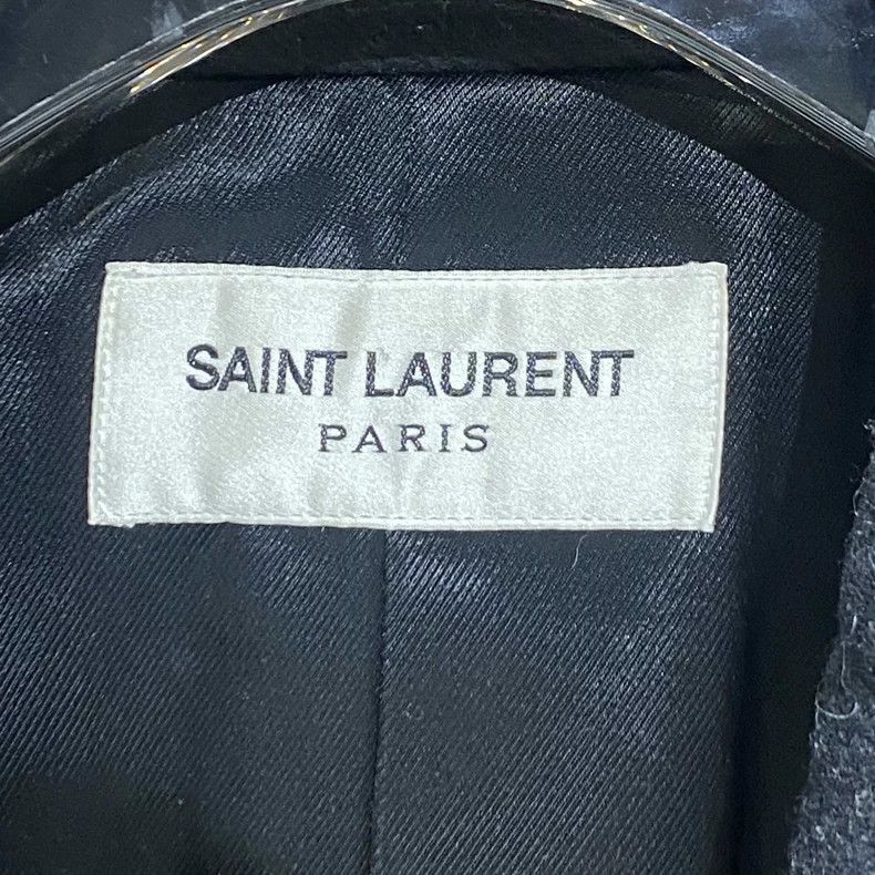 Saint Laurent Paris Saint Laurent Paris Leather Collar Wool Coat- Size US L / EU 52-54 / 3 - 3 Thumbnail